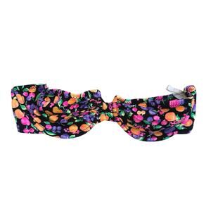 Vintage Bandeau Swim Top Fruit Underwire 90s Black Multicolor Size XS